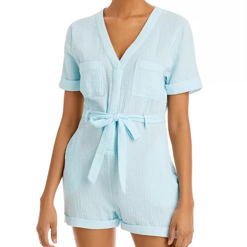 AQUA COTTON GAUZE ROMPER, NWT